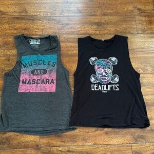 Chin Up Apparel Women Muscle Tank Tops - Gray and Black